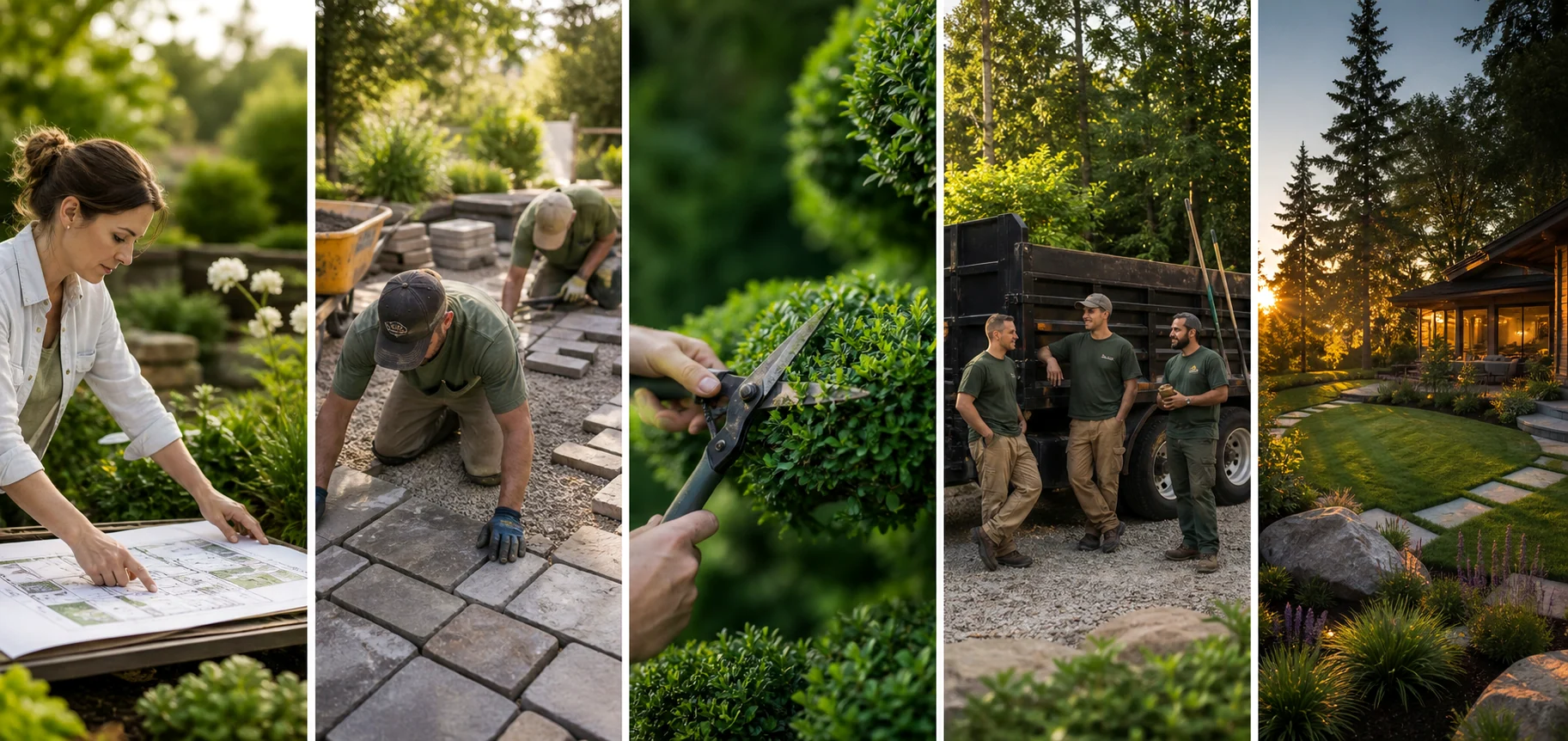 Five distinct scenes for the fictional Verdant & Stone website