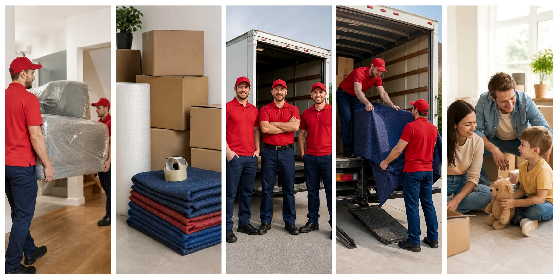 Five distinct scenes for the fictional Red Route Moving Co. website
