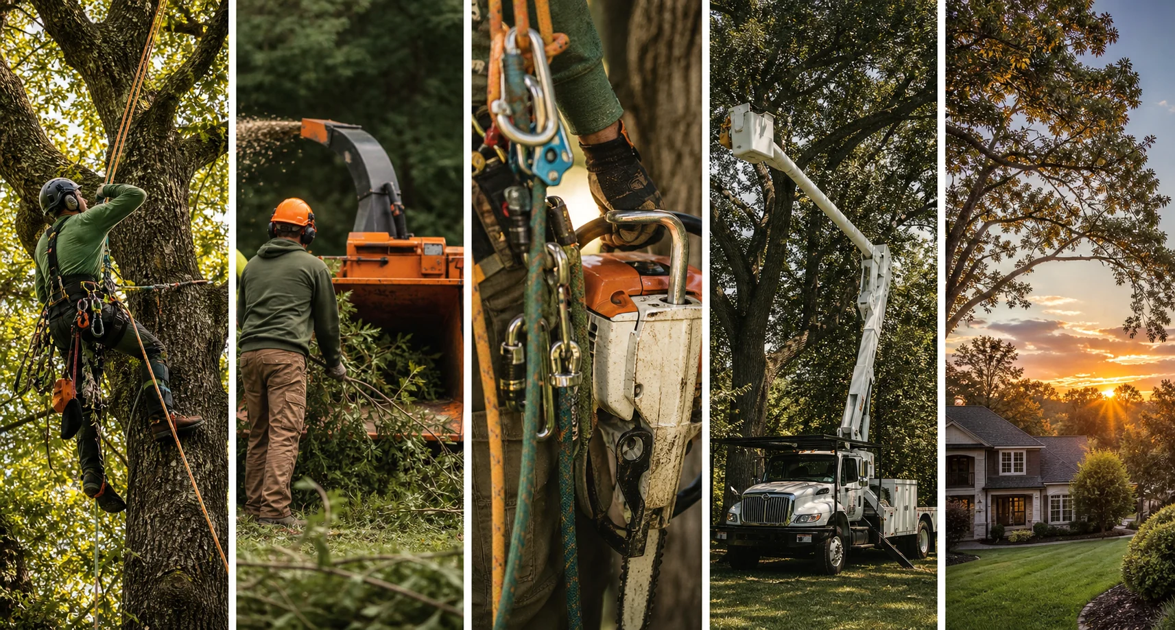 Five distinct scenes for the fictional High Canopy Arbor Co. website